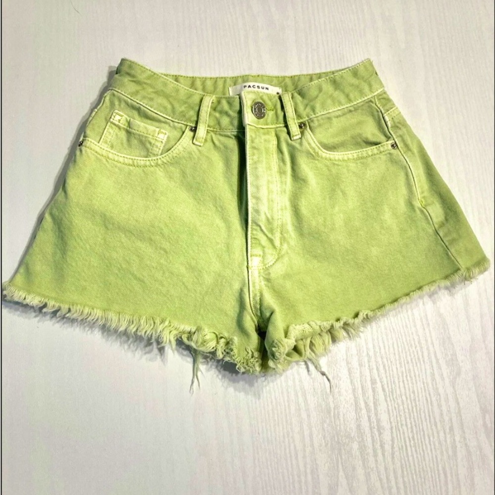 PacSun Lime Green High Waist Festival Shorts NWOT